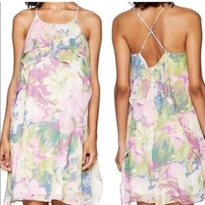 BCBGMaxAzria Multicolor Floral Printed Sleeveless Strappy Back Mini Dress Sz S